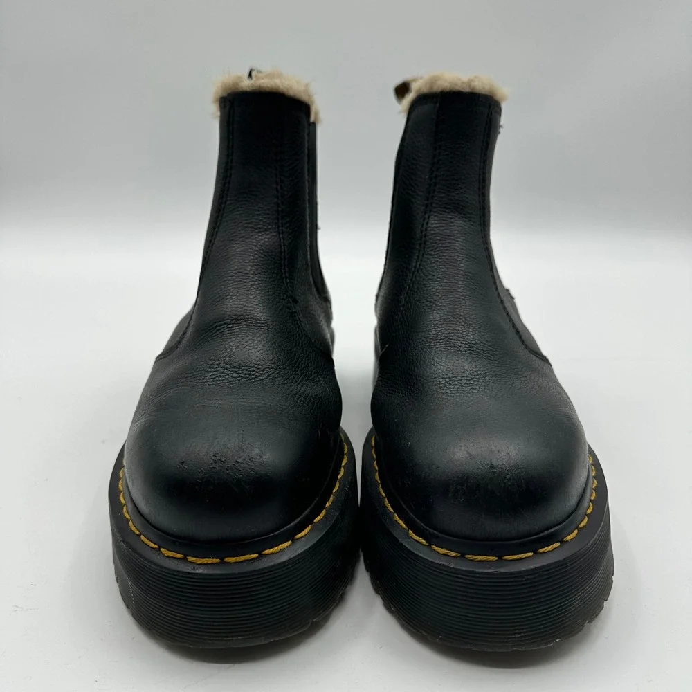 Dr. Martens Quad FL Leather Faux Fur Platform Chelsea Boots‎  Mens 10 Womens 11